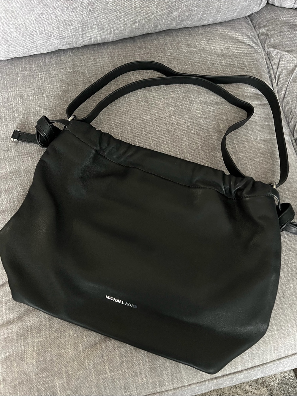 Michael Kors Black Leather Shoulder Hobo Bag